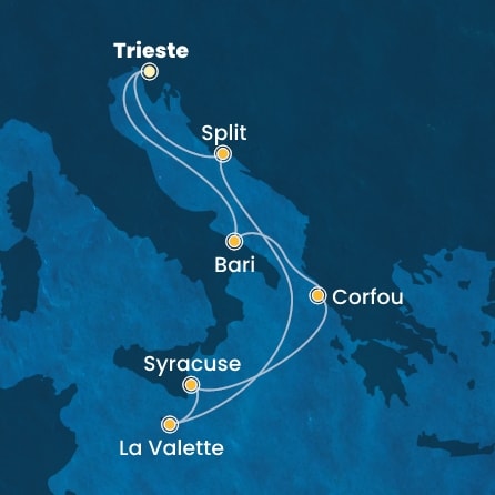 carte Italie, Grèce, Malte, Croatie, 8 jours