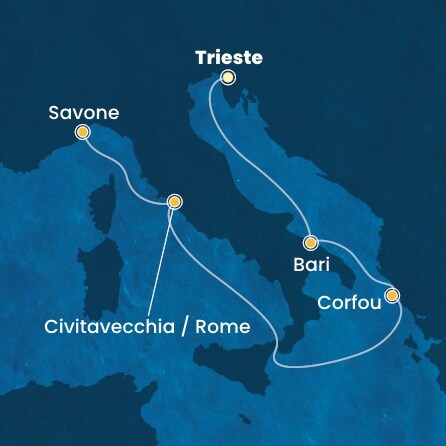 carte Italie, Grèce, 6 jours