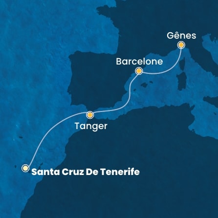 carte Canaries, Maroc, Espagne, Italie, 6 jours