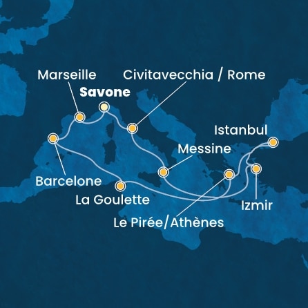 carte Italie, Turquie, Grèce, Tunisie, Espagne, France, 15 jours