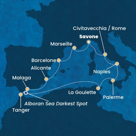 carte Italie, France, Espagne, Maroc, Tunisie, 13 jours