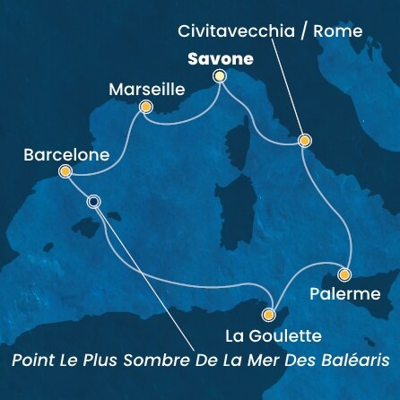 carte Italie, France, Espagne, Tunisie, 8 jours