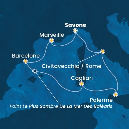 carte Italie, France, Espagne, 8 jours