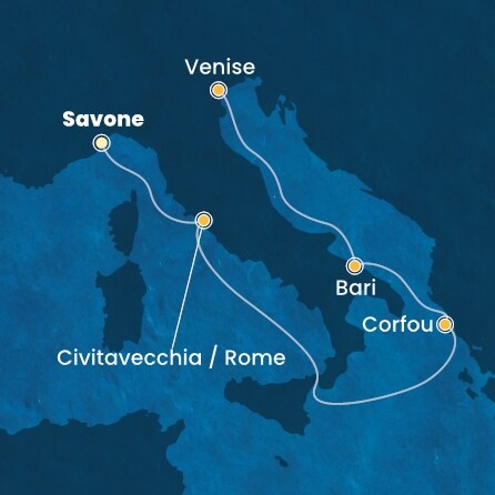 carte Italie, Grèce, 6 jours