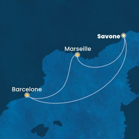 carte Italie, Espagne, France, 4 jours