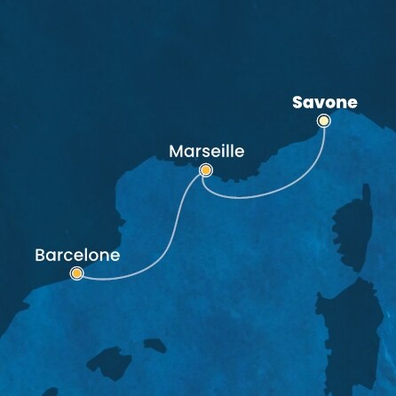 carte Italie, France, Espagne, 3 jours