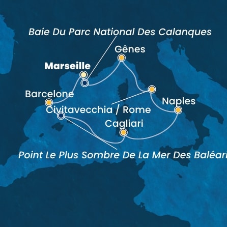 carte France, Espagne, Italie, 8 jours