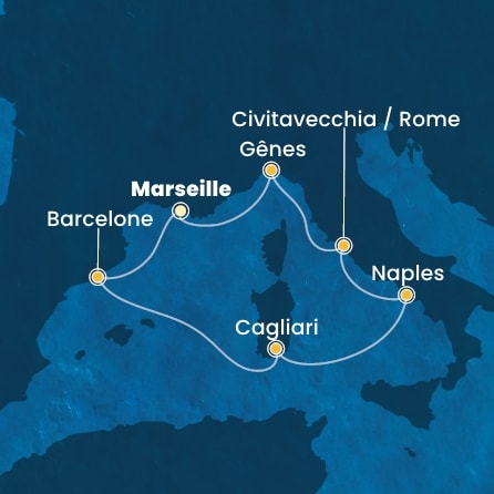 carte France, Espagne, Italie, 8 jours