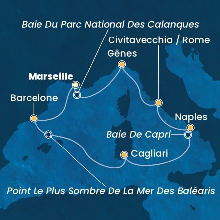 carte France, Espagne, Italie, 8 jours