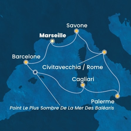 carte France, Espagne, Italie, 8 jours