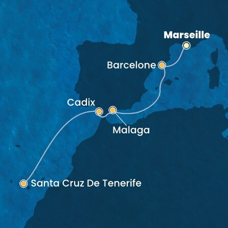 carte France, Espagne, Canaries, 7 jours