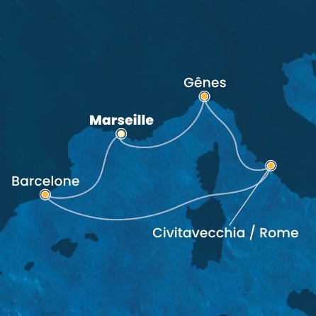 carte France, Espagne, Italie, 6 jours