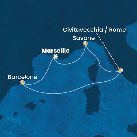 carte France, Espagne, Italie, 6 jours