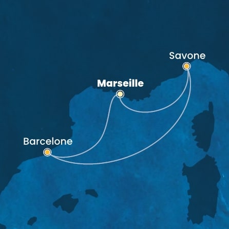 carte France, Italie, Espagne, 5 jours