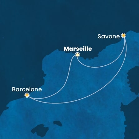 carte France, Italie, Espagne, 5 jours