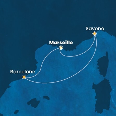 carte France, Italie, Espagne, 4 jours