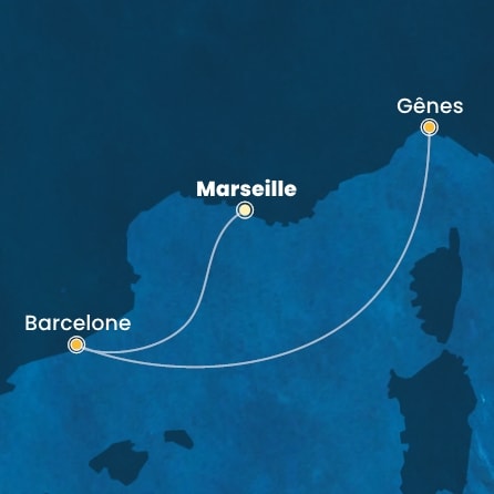 carte France, Espagne, Italie, 3 jours