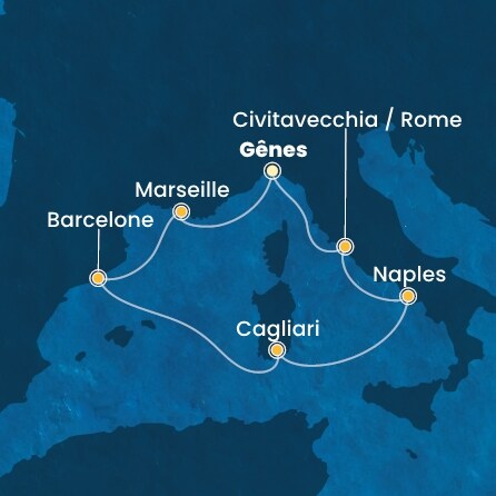 carte Italie, France, Espagne, 8 jours