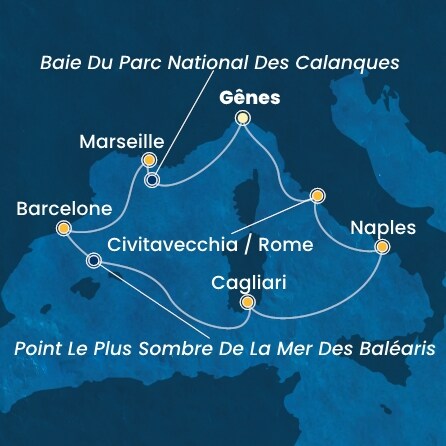 carte Italie, France, Espagne, 8 jours