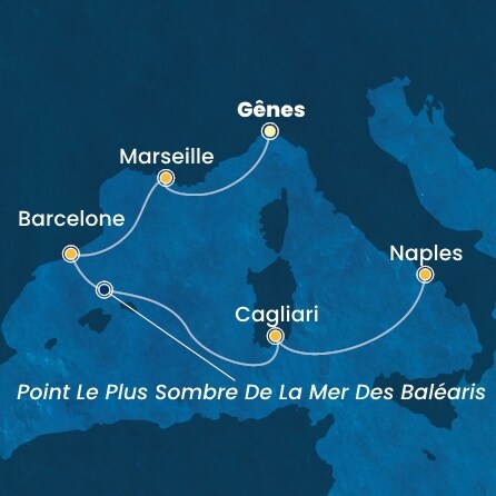 carte Italie, France, Espagne, 6 jours