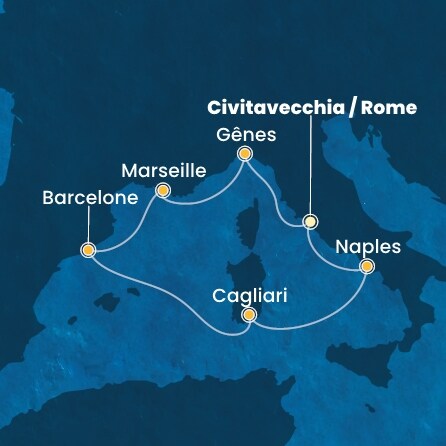 carte Italie, France, Espagne, 8 jours