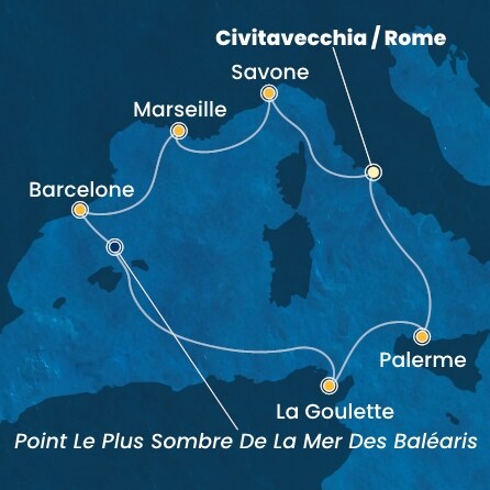 carte Italie, France, Espagne, Tunisie, 8 jours