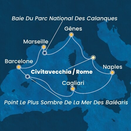 carte Italie, France, Espagne, 8 jours