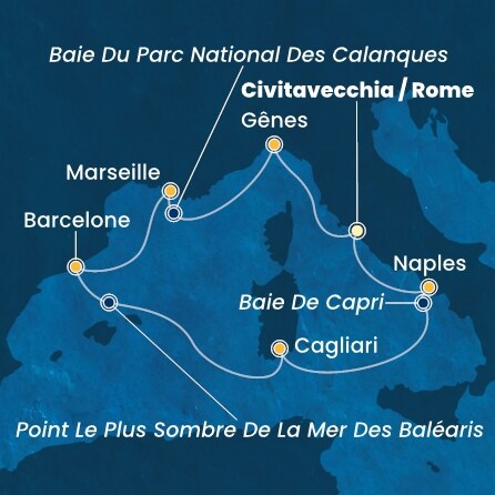 carte Italie, France, Espagne, 8 jours