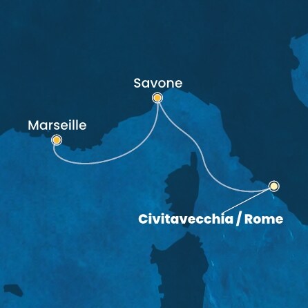 carte Italie, France, 3 jours