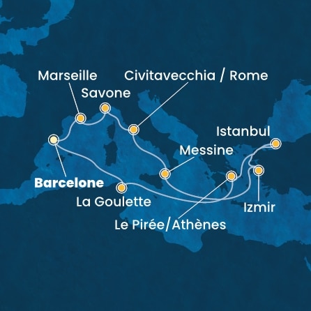 carte Espagne, France, Italie, Turquie, Grèce, Tunisie, 15 jours