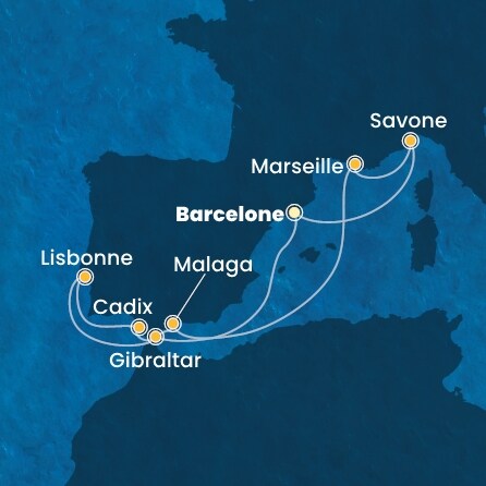 carte Espagne, Gibraltar, Portugal, France, Italie, 11 jours