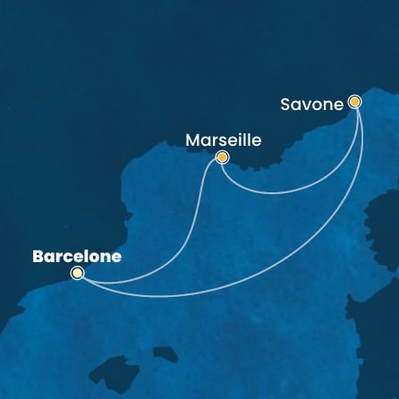 carte Espagne, France, Italie, 5 jours