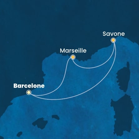 carte Espagne, France, Italie, 4 jours