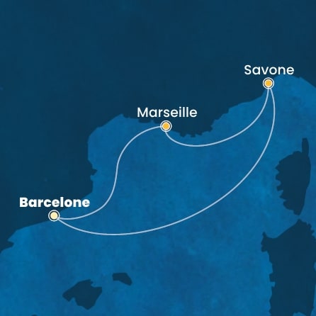 carte Espagne, France, Italie, 4 jours