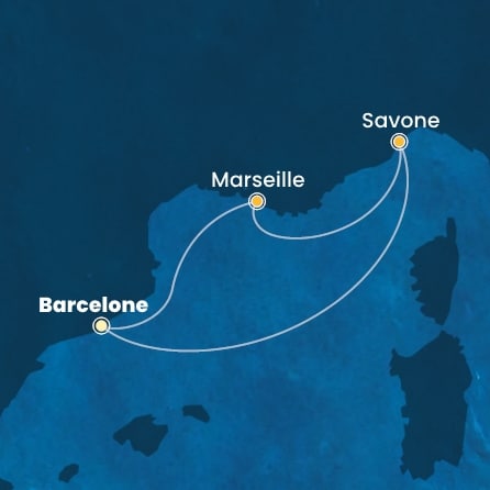 carte Espagne, France, Italie, 4 jours