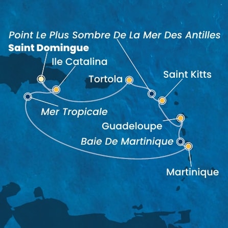 carte Rép.Dominicaine, Antilles, Iles Vierges, 8 jours