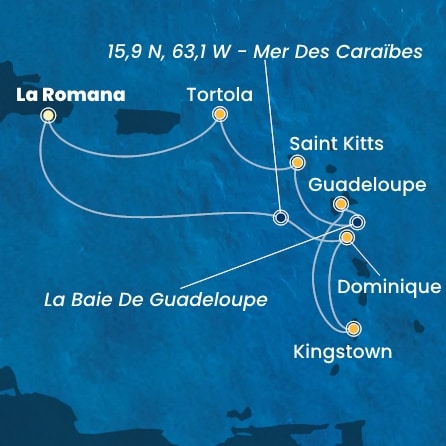 carte Rép.Dominicaine, Dominique, Antilles, Iles Vierges, 8 jours