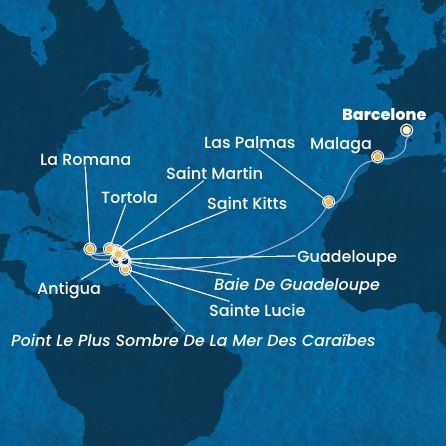 carte Espagne, Canaries, Antilles, Rép.Dominicaine, Iles Vierges, 22 jours