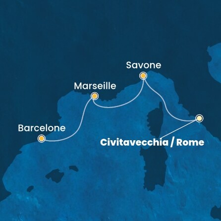 carte Italie, France, Espagne, 4 jours