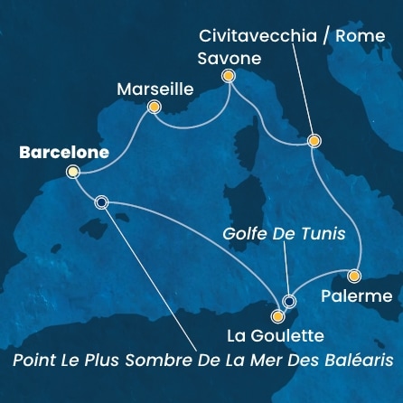 carte Espagne, Tunisie, Italie, France, 8 jours