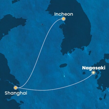 carte Japon, Chine, Corée du Sud, 6 jours