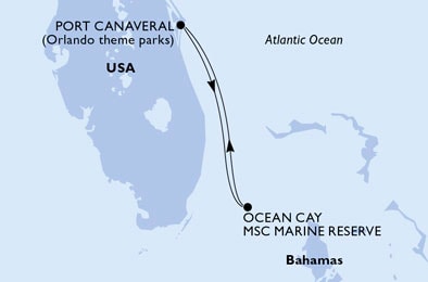 carte Port Canaveral, Ocean Cay, 4 jours