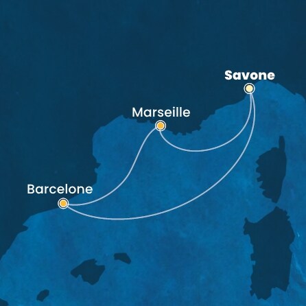 carte Italie, Espagne, France, 5 jours