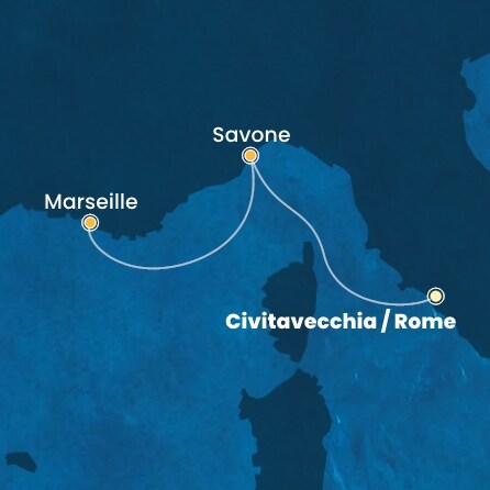 carte Italie, France, 3 jours