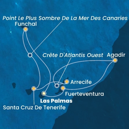 carte Canaries, Madère, Maroc, Espagne, 8 jours