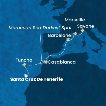 carte Canaries, Madère, Maroc, Espagne, France, Italie, 8 jours