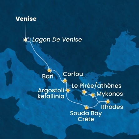 carte Italie, Grèce, 8 jours