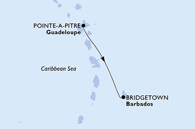 carte Pointe-a-Pitre, Bridgetown, 3 jours