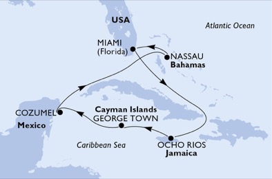 carte Caraïbes et Antilles, 8 jours