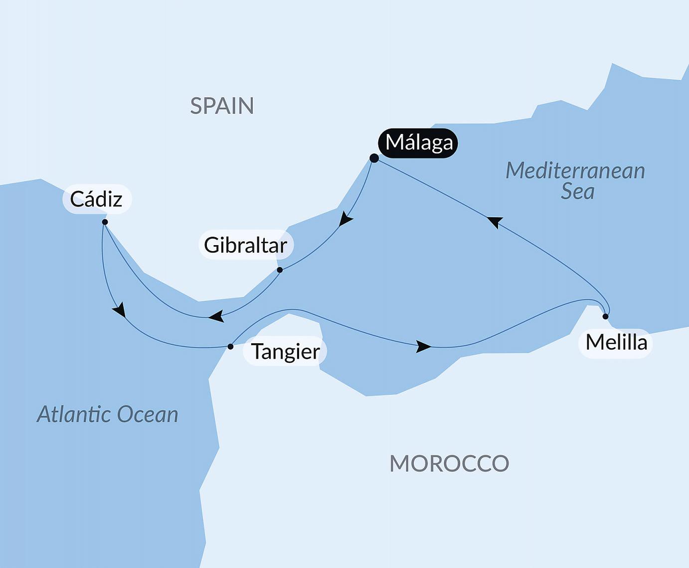 carte Andalousie et rivages marocains, 6 jours